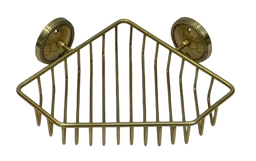 Corner Storage Basket - Beaded Brass - Pewter