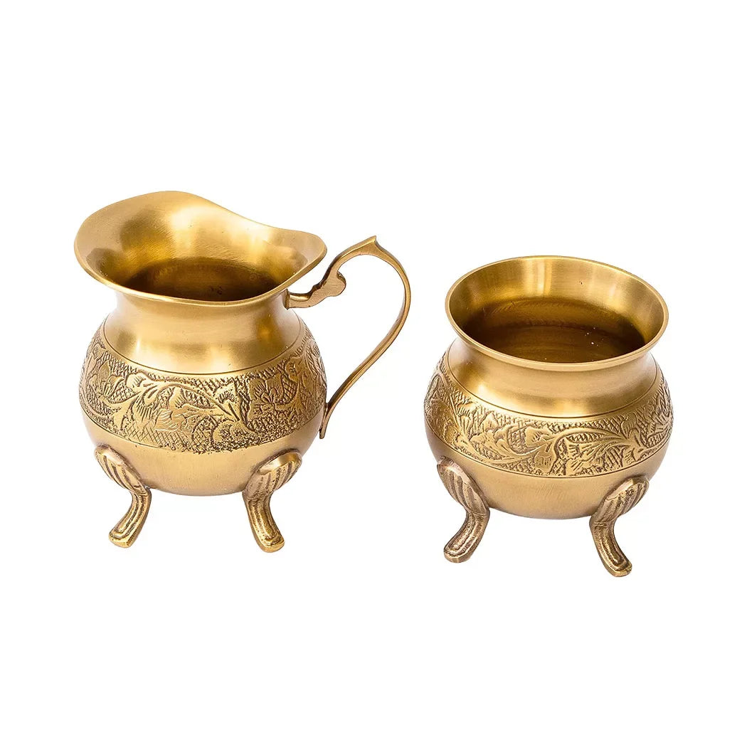 Creamer Set - Brass Floral - Pewter