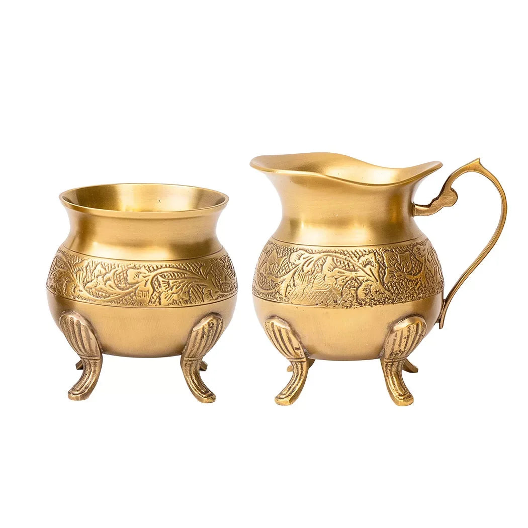 Creamer Set - Brass Floral - Pewter