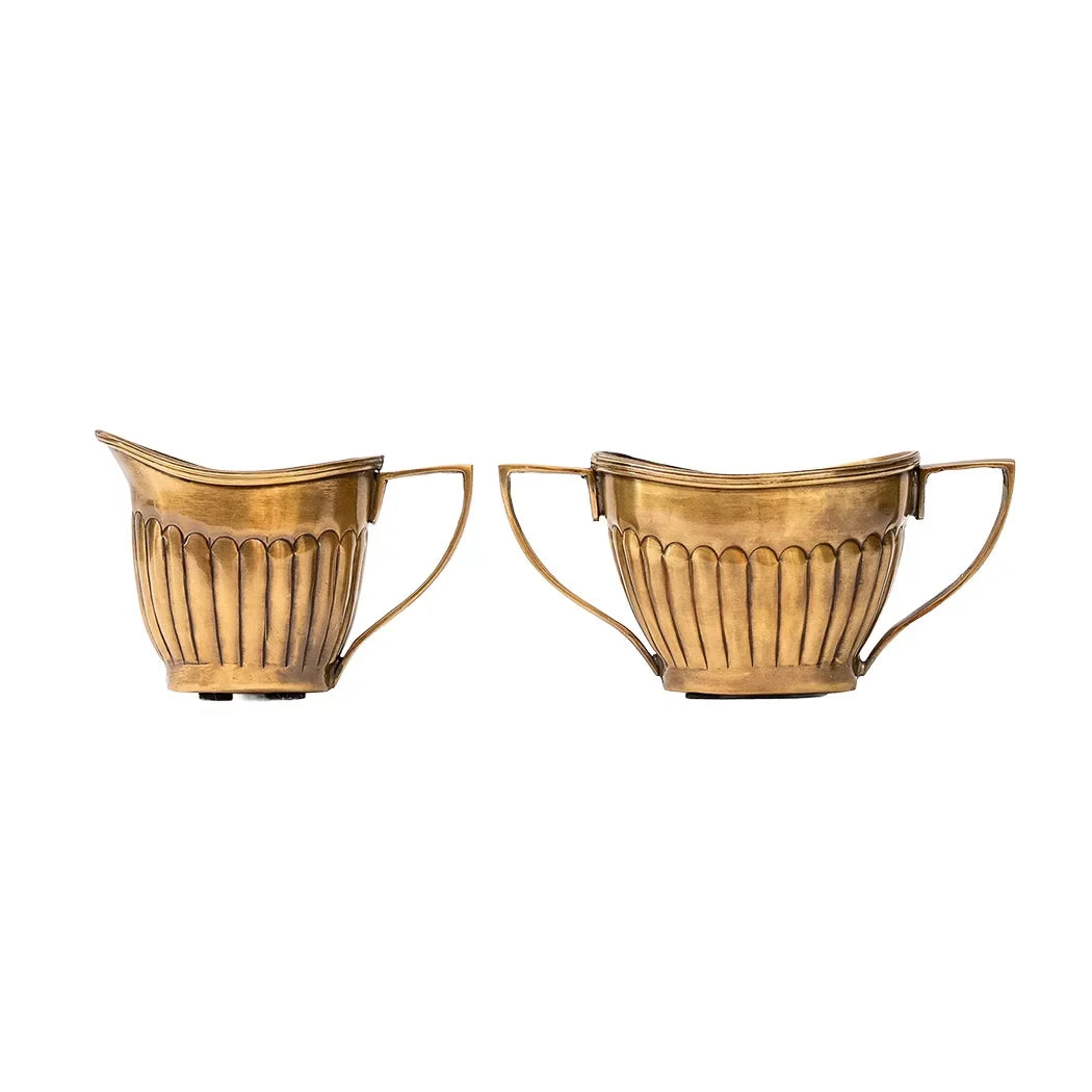 Creamer Set - Brass Lines - Pewter