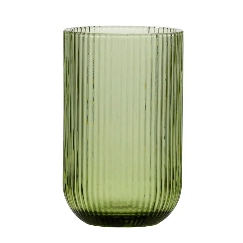Drinking Glass - Lines Green 410ml - Glass / Crystal