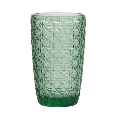 Drinking Glass - Woven Green 380ml - Glass / Crystal