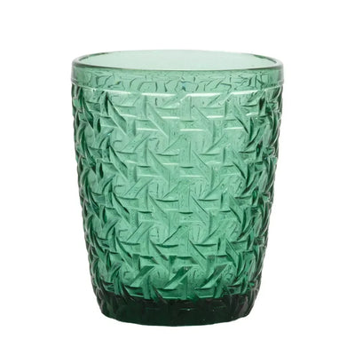 Drinking Glass - Woven Green Tumbler 300ml - Glass / Crystal