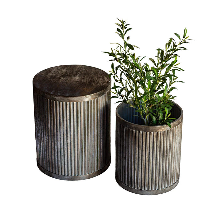 Table Set of 2 - Ribbed Vintage Drums