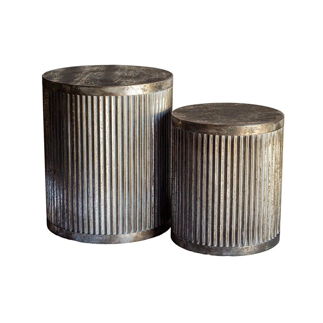 Table Set of 2 - Ribbed Vintage Drums