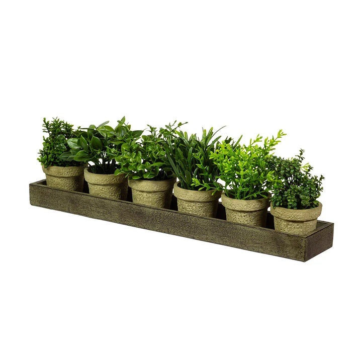 Faux Herb Bush Set in Tray - Plant