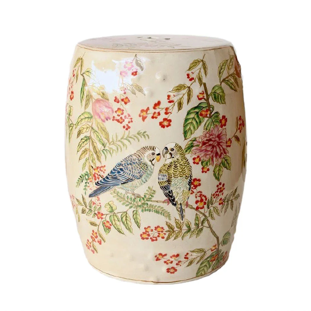 Garden Stool - Ceramic Jungle Parakeet 47cm - Ceramic
