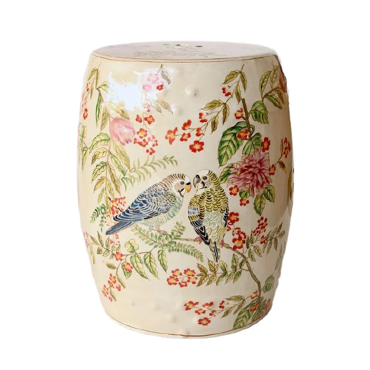 Garden Stool - Ceramic Jungle Parakeet 47cm - Ceramic