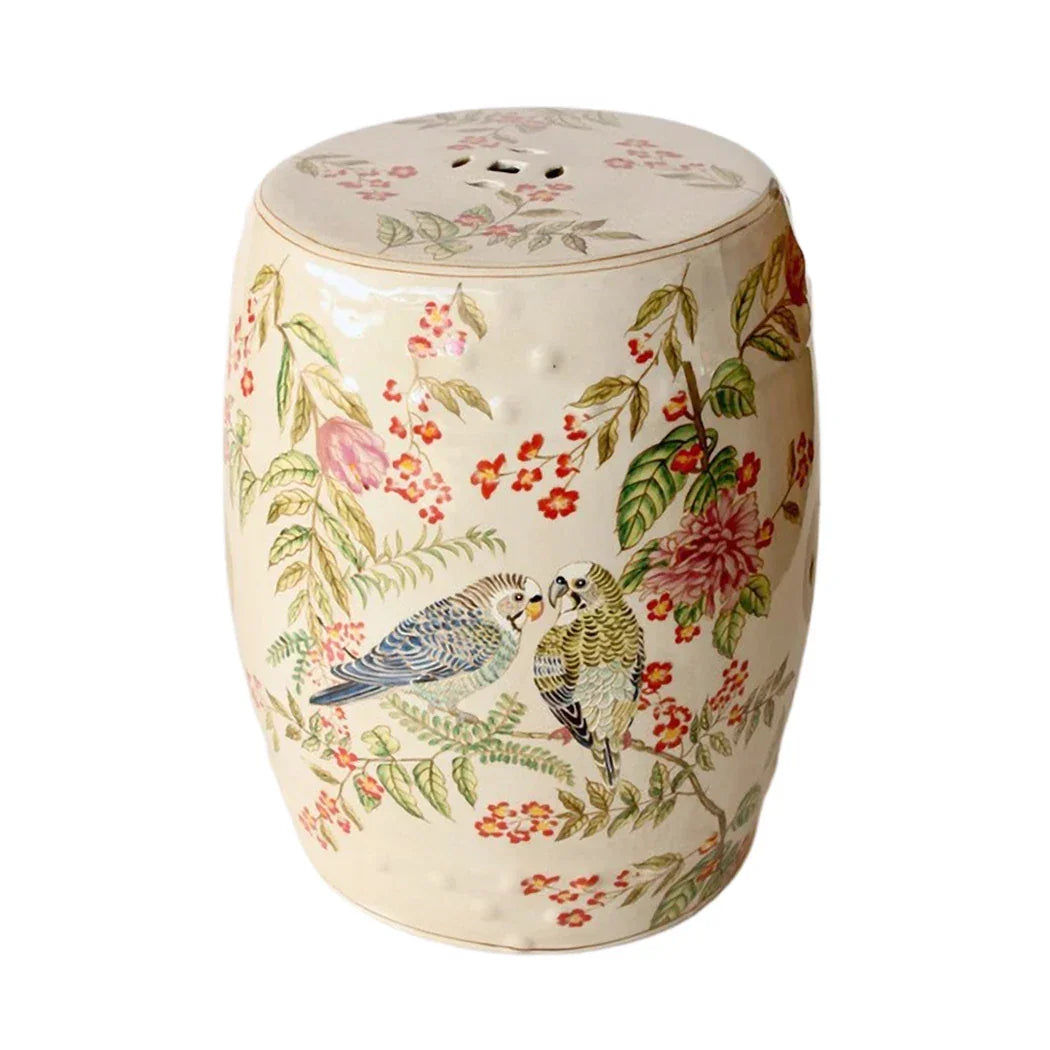 Garden Stool - Ceramic Jungle Parakeet 47cm - Ceramic