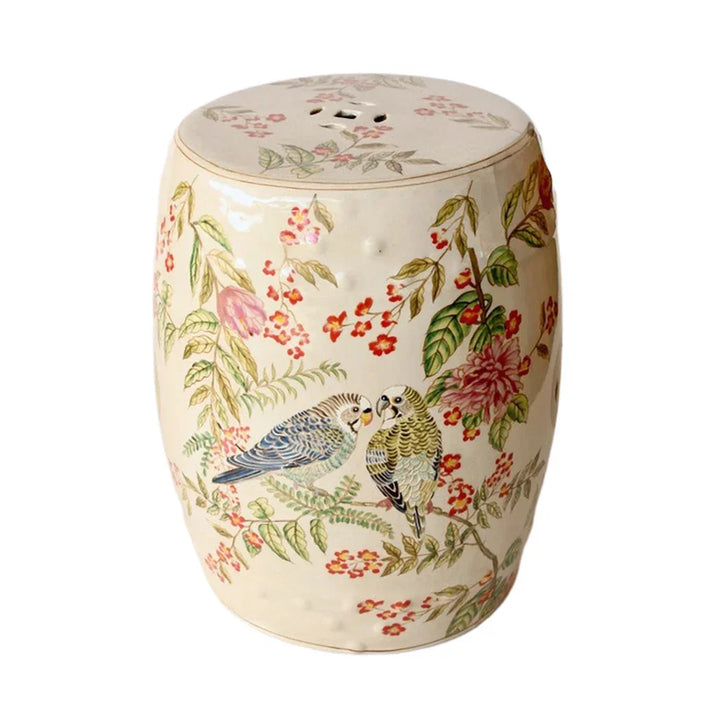 Garden Stool - Ceramic Jungle Parakeet 47cm - Ceramic