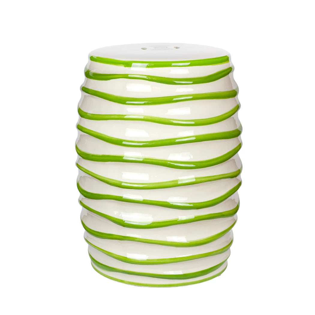 Garden Stool - Lime Green &amp; White Swirl