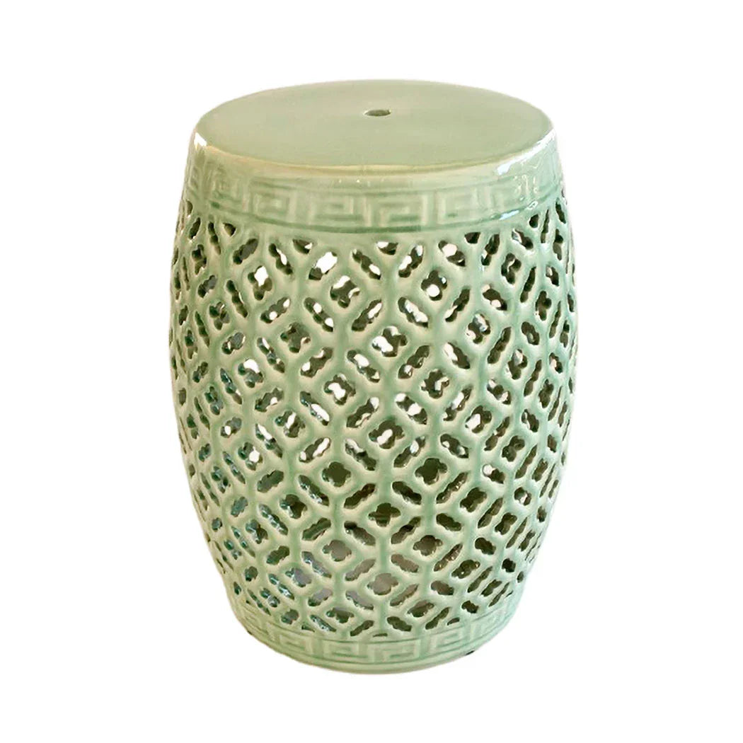 Garden Stool - Pale Green Cut Out - Ceramic