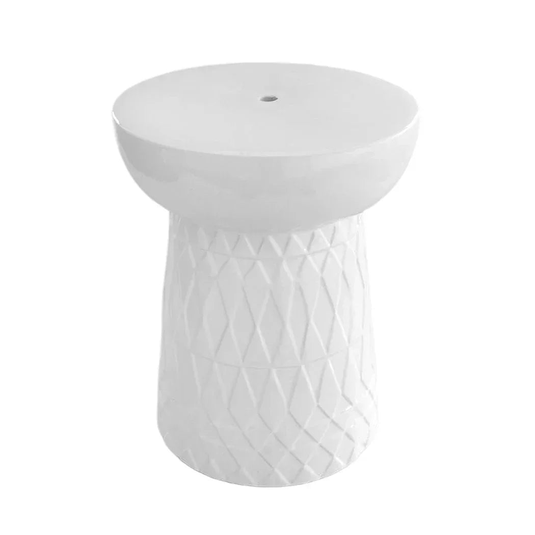 Garden Stool - White Sahara - Ceramic