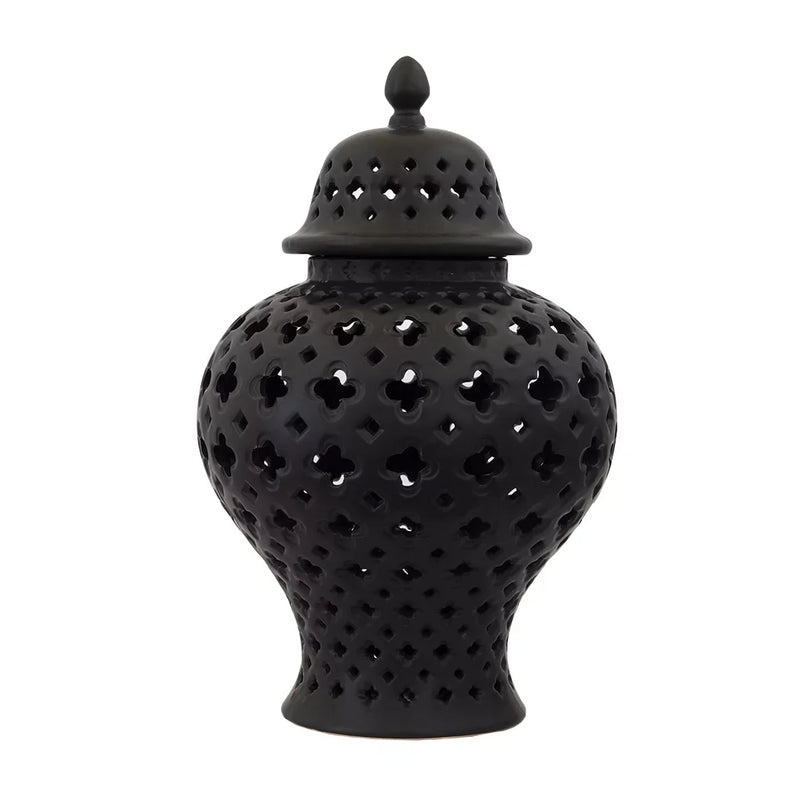 Ginger Jar - Black Cut-Out 36cm - Ceramic