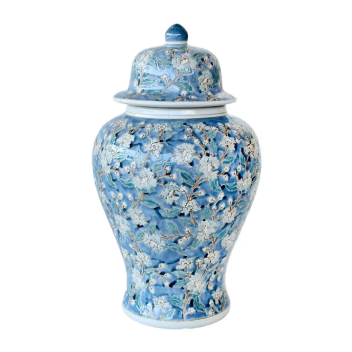 Ginger Jar - Blue Oriental Blossoms 45cm - Ceramic