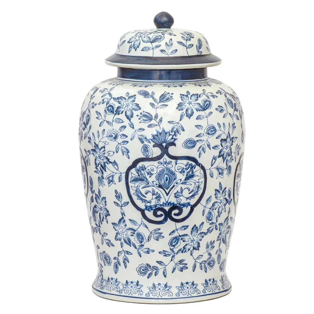 Ginger Jar - Blue &amp; White Garden 42cm - Ceramic