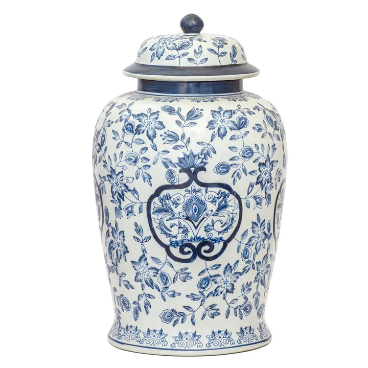 Ginger Jar - Blue &amp; White Garden 42cm - Ceramic