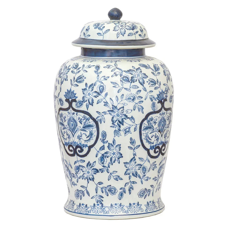 Ginger Jar - Blue &amp; White Garden 42cm - Ceramic