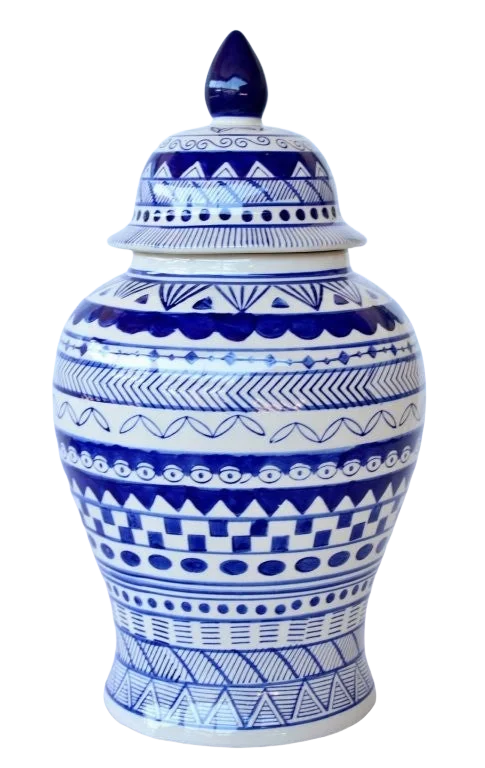 Ginger Jar - Blue &amp; White Inca - Ceramic
