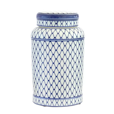 Ginger Jar - Blue & White Mesh 28cm Ceramic