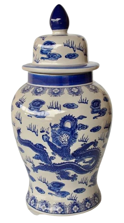 Ginger Jar - Blue &amp; White Oriental XL - Ceramic