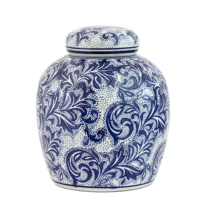 Ginger Jar - Blue & White Vines - Ceramic