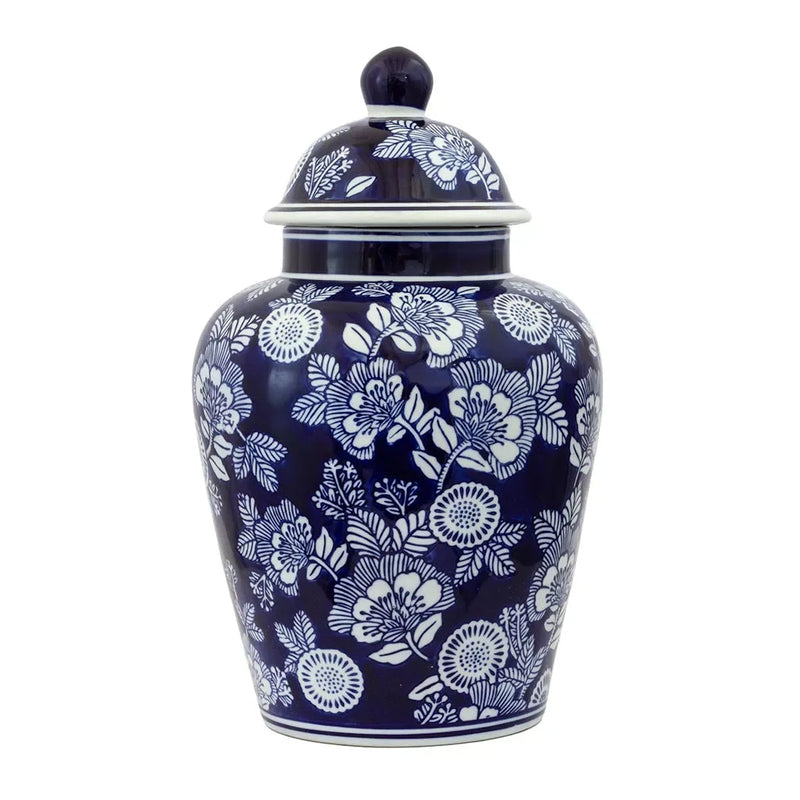 Ginger Jar - Deep Blue & White Floral 35cm - Ceramic