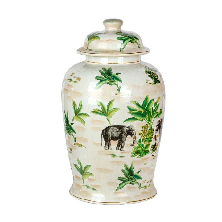 Ginger Jar - Elephant Oasis - Ceramic