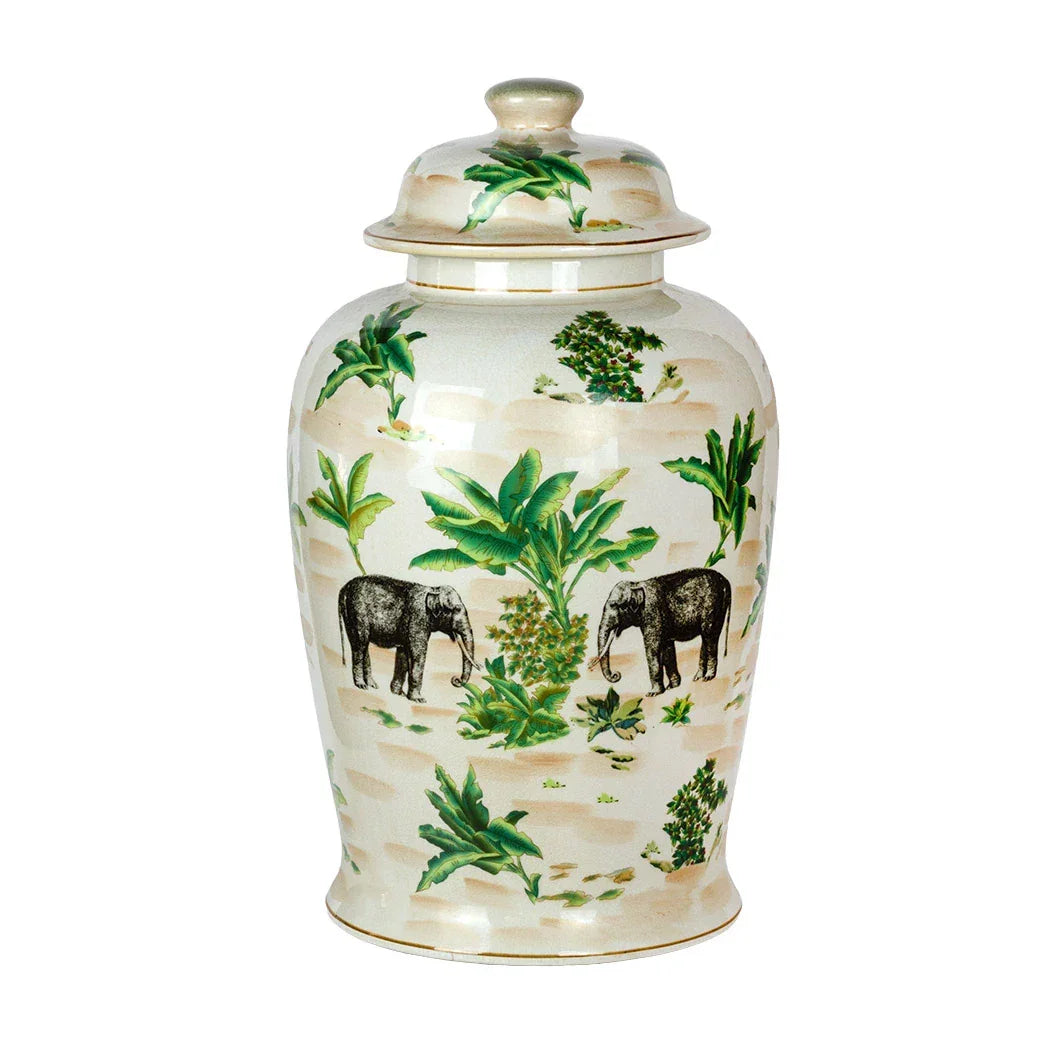 Ginger Jar - Elephant Oasis - Ceramic