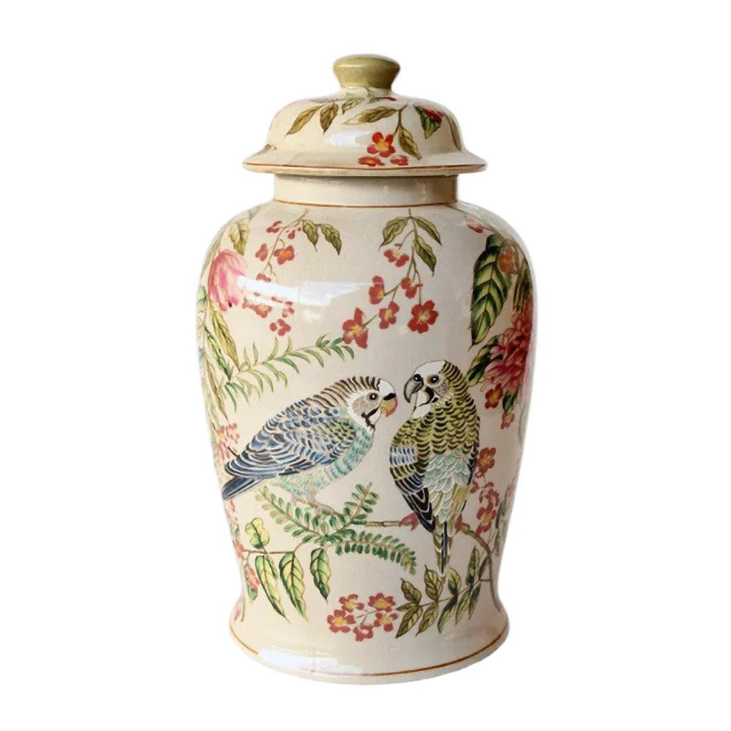 Ginger Jar - Jungle Parakeet 42cm - Ceramic