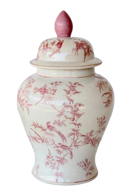 Ginger Jar - Jungle Pink Cracked Glaze - Ceramic