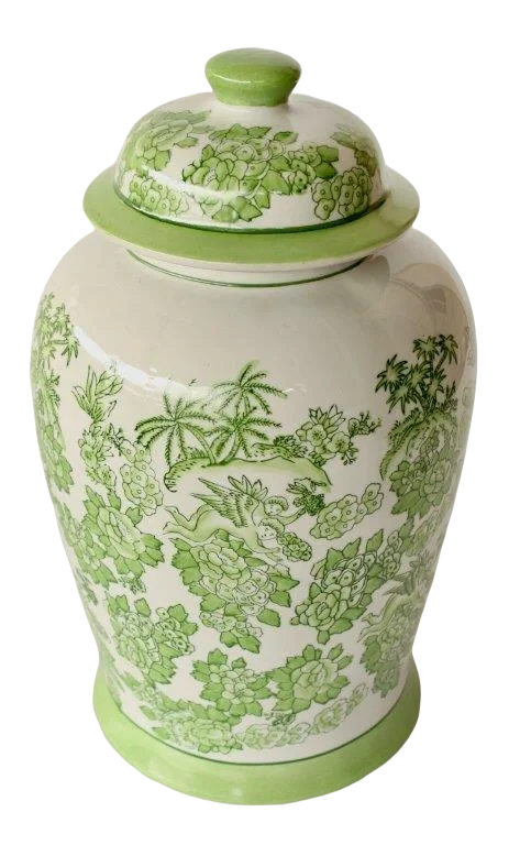 Ginger Jar - Lime Green Eden - Ceramic
