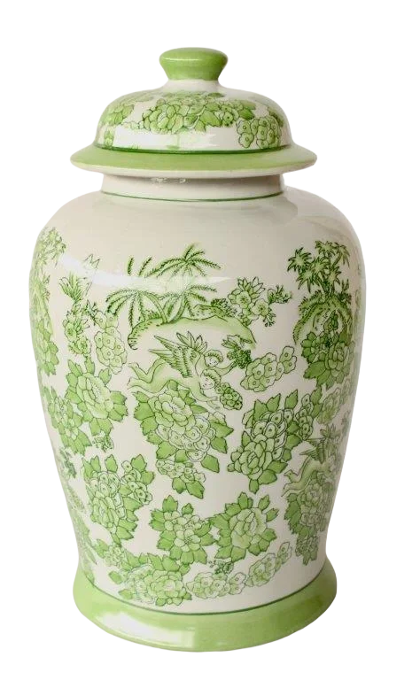Ginger Jar - Lime Green Eden - Ceramic