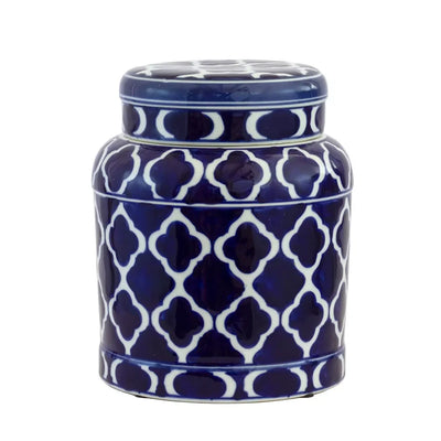 Ginger Jar - Solid Blue & White 20cm Ceramic