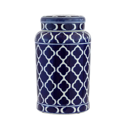 Ginger Jar - Solid Blue & White 28cm Ceramic
