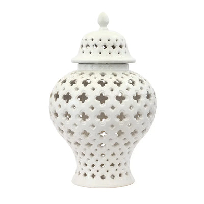 Ginger Jar - White Cut-Out 36cm - Ceramic