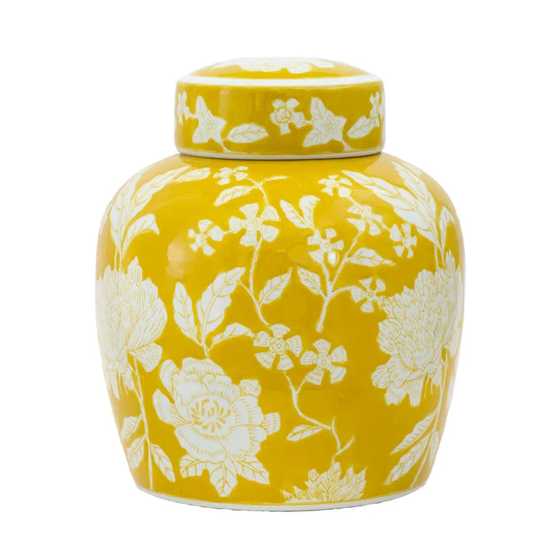 Ginger Jar - Yellow Flat Top 23.5cm - Ceramic