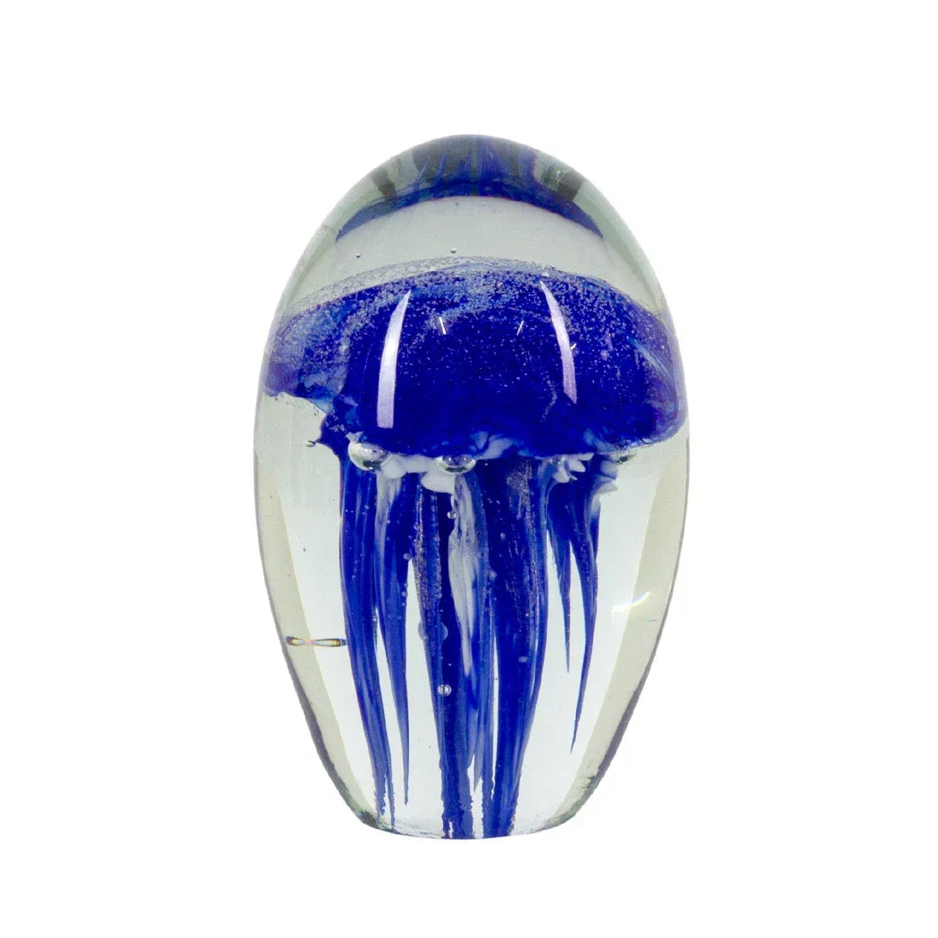 Glass Ornament - Blue Vivid Jellyfish 11cm - Glass / Crystal