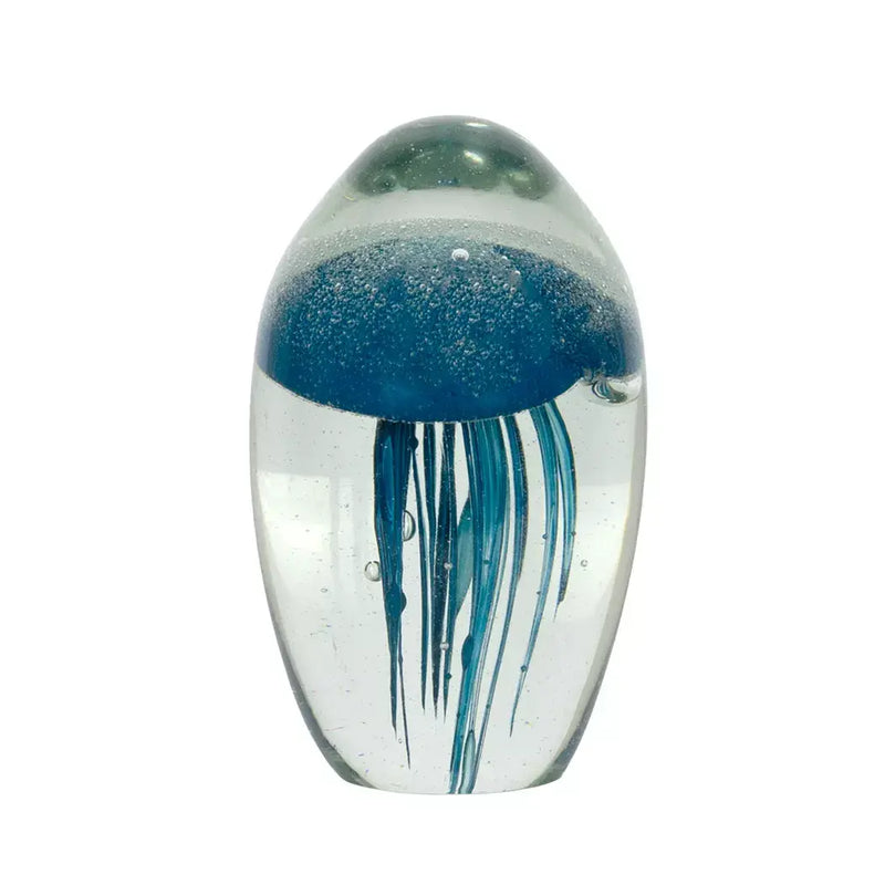 Glass Ornament - Deep Blue Jellyfish 11cm - Glass / Crystal