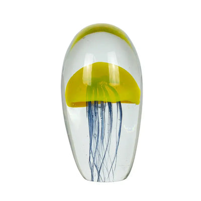 Glass Ornament - Jellyfish Yellow & Blue 14cm - Glass