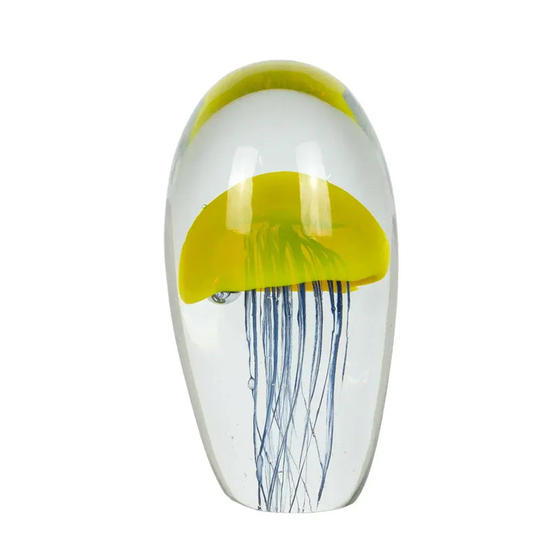 Glass Ornament - Jellyfish Yellow & Blue 14cm - Glass