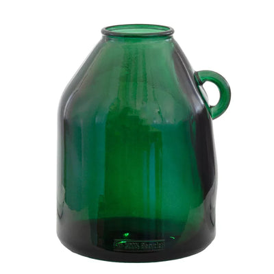 Glass Vase - Recycled Material Emerald Jug 26cm - Glass /
