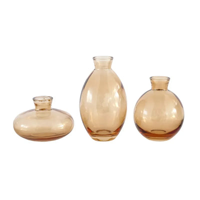 Glass Vase Set - Amber 3 Piece - Glass / Crystal