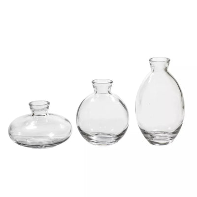 Glass Vase Set - Clear 3 Piece - Glass / Crystal