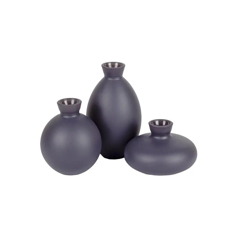 Glass Vase Set - Matt Charcoal Grey - Glass / Crystal