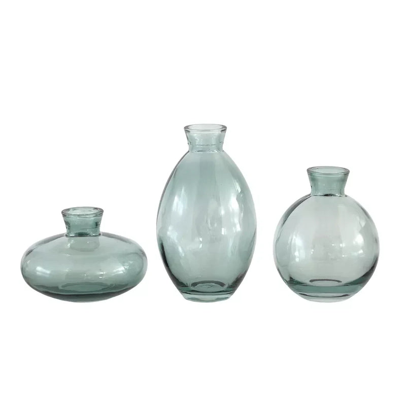 Glass Vase Set - Teal 3 Piece - Glass / Crystal