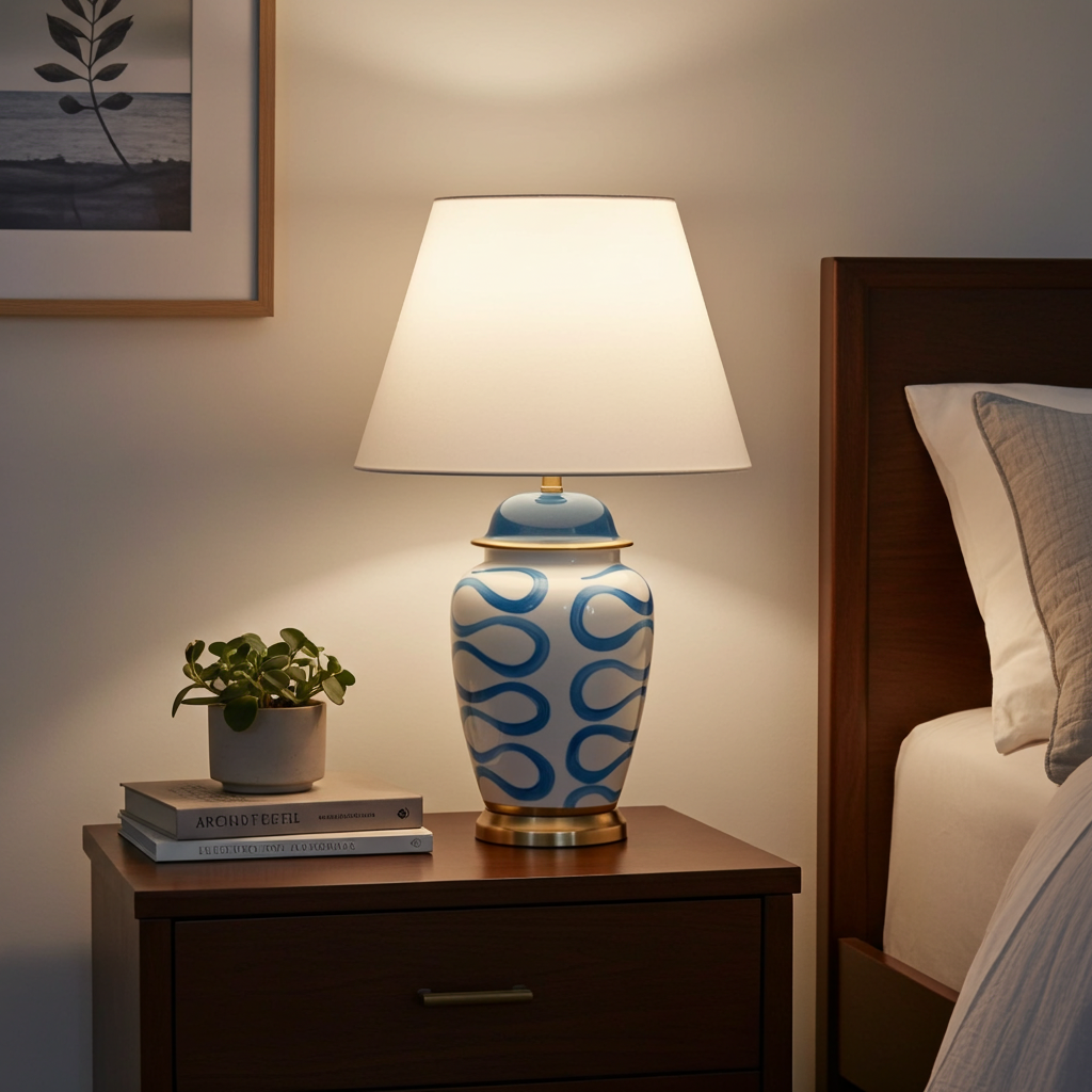 Table Lamp - Blue Doodle 71cm