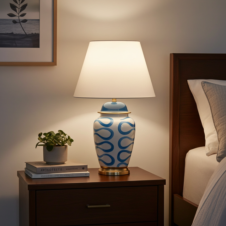 Table Lamp - Blue Doodle 71cm