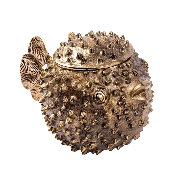 Ice Bucket - Brass Puffer Fish - Metal