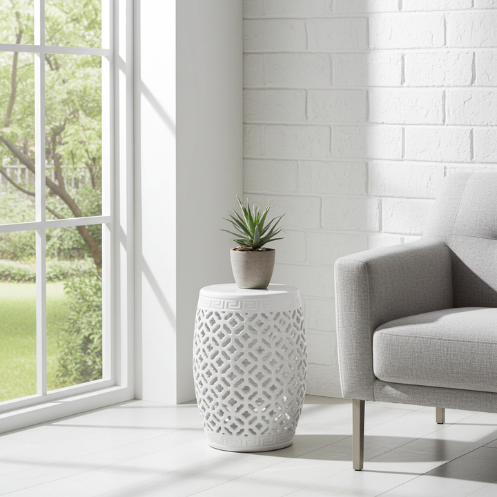 Garden Stool - White Cut Out